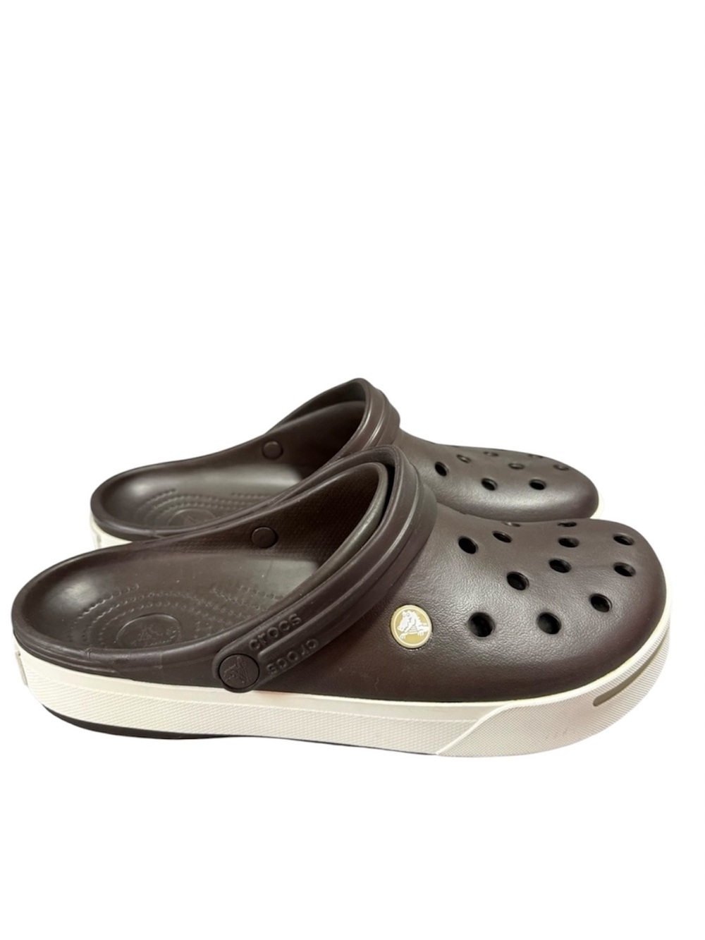 Crocs Crocband II Brown Slip-On Clogs with White Soles NWOT